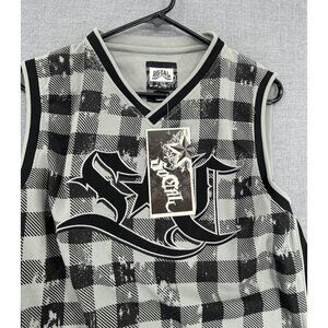 Vtg Socal Flannellike Jersey Mens XL Check Splatter Y2K NWT Moto Grunge Rare